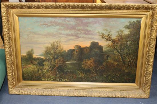 William Stone, oil on canvas, Carne Castle, inscribed, signed and dated 1890 lower right 61 x 107cm